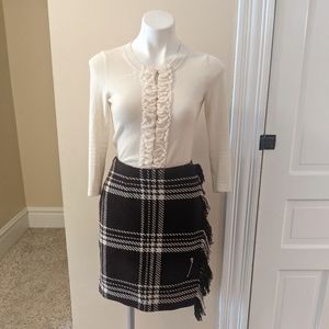 Vintage David n wool blend purple/brown color and cream wrap skirt